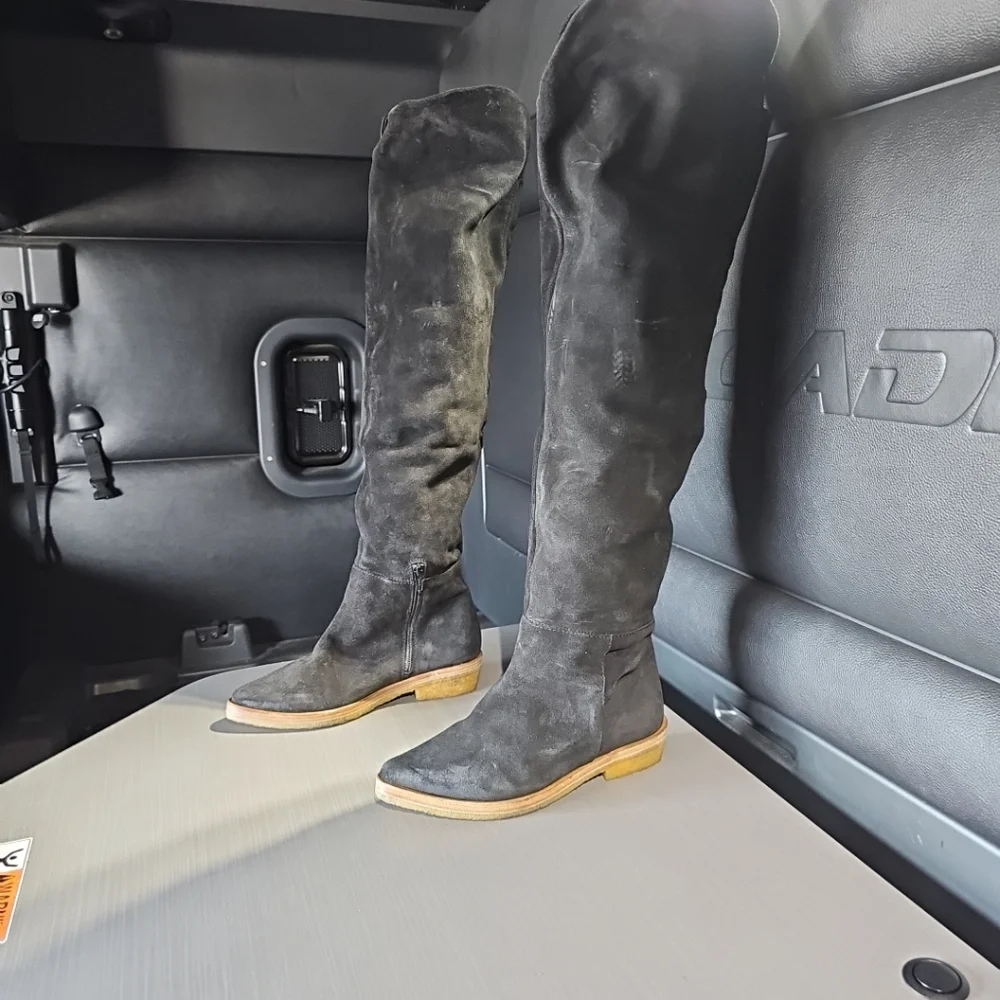 Free People Banks Over the Knee Black Suede Boots 37.5 (US‎ 7) EUC/NWOT $368